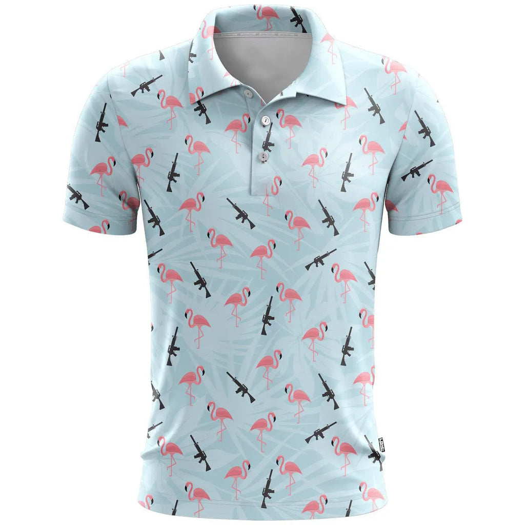 Men's 3D printed short sleeve sports T-shirt in bird eye polyester fabric with colour matching pattern