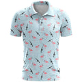 Men's 3D printed short sleeve sports T-shirt in bird eye polyester fabric with colour matching pattern