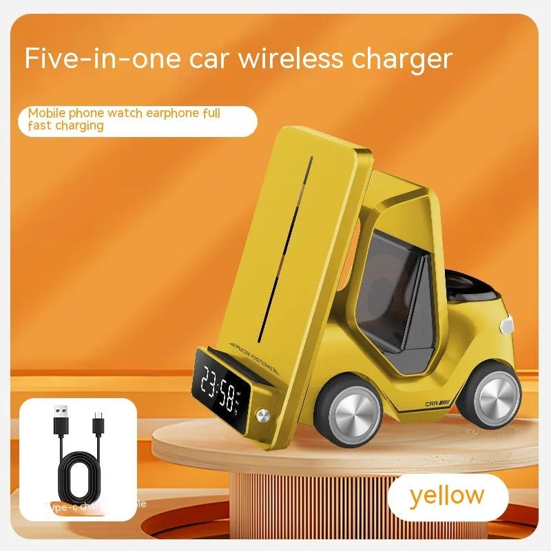 15W three-in-one wireless charging bracket for smartphones with Qi charging and USB ports
