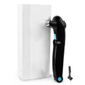 Black folding electric body hair shaver with battery compartment.