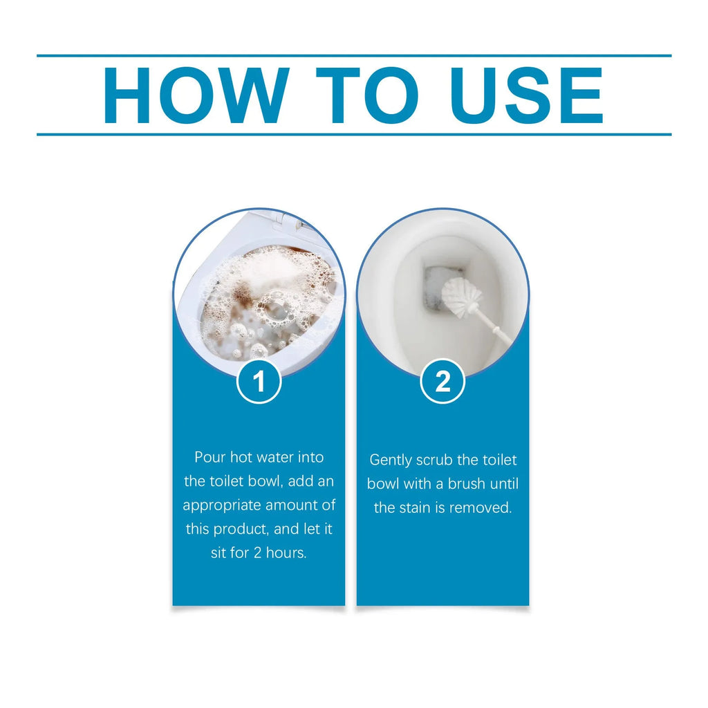 Toilet cleaning powder sachets for descaling and stain removal.