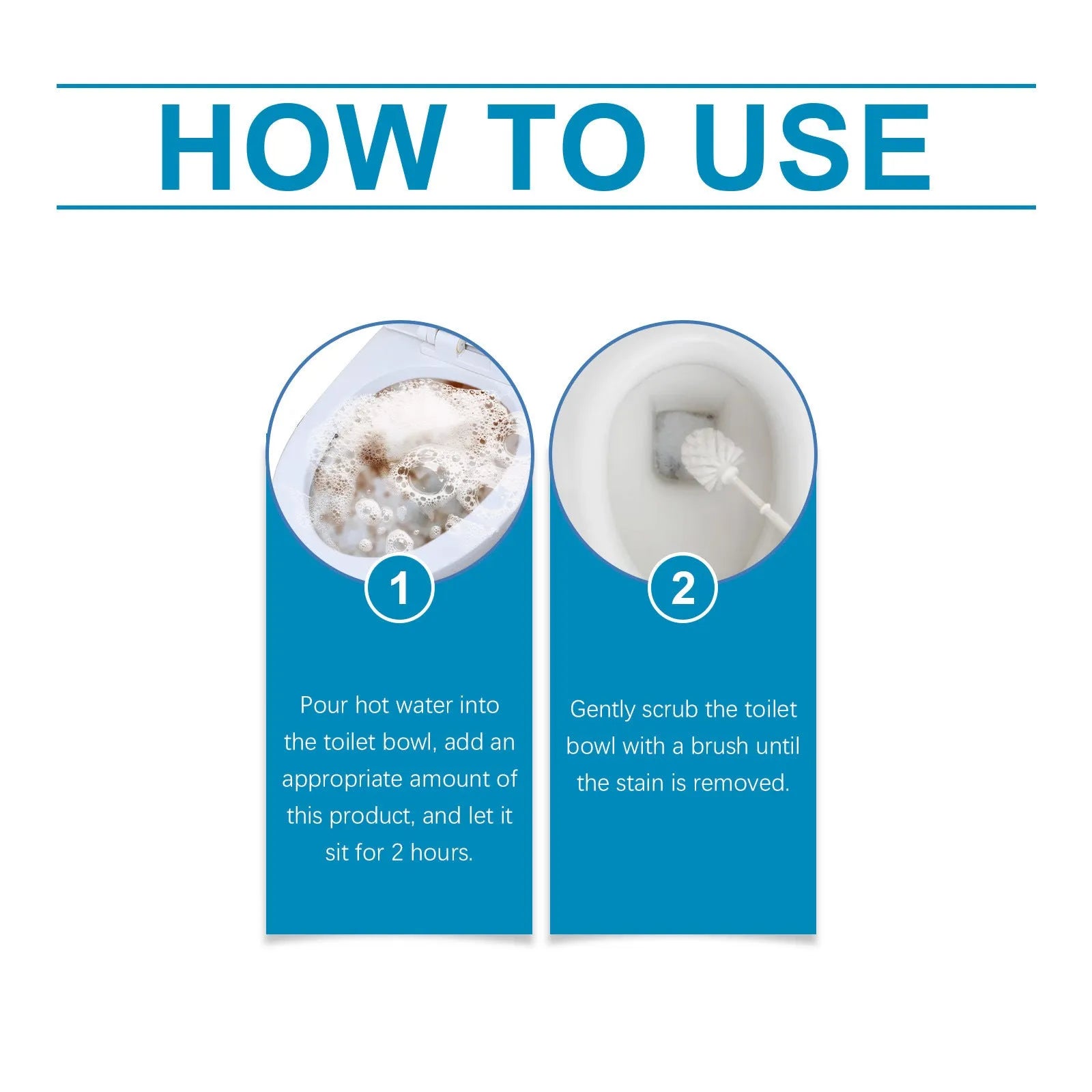 Toilet cleaning powder sachets for descaling and stain removal.