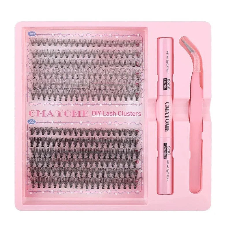 DIY single cluster individual false eyelash set in natural thick mixed split types.