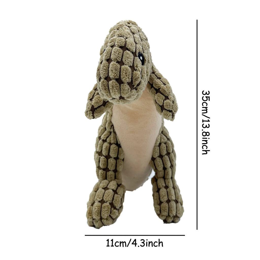 Bite-resistant dog chew toy with sound in orange colour, measuring 35cm long
