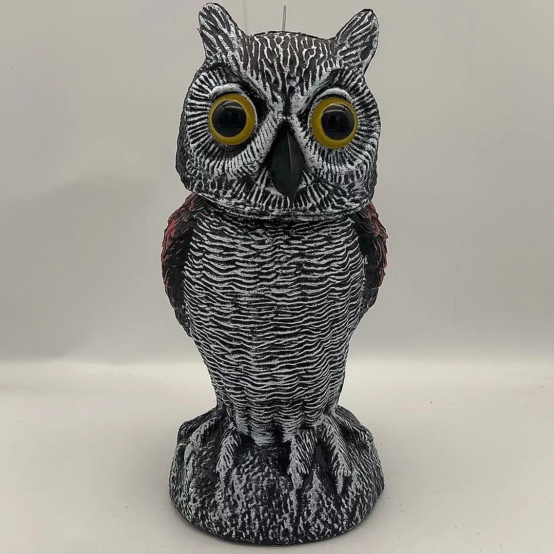 Artificial owl bait ornaments set with shaking head designs for outdoor bird scaring