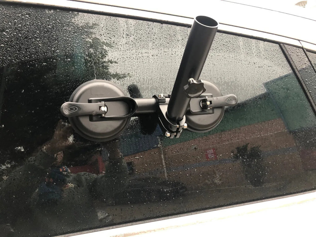 Black ABS car sucker base with round rubber suction cup for off-road flag mounting on vehicle windows
