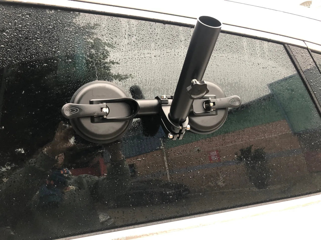 Black ABS car sucker base with round rubber suction cup for off-road flag mounting on vehicle windows