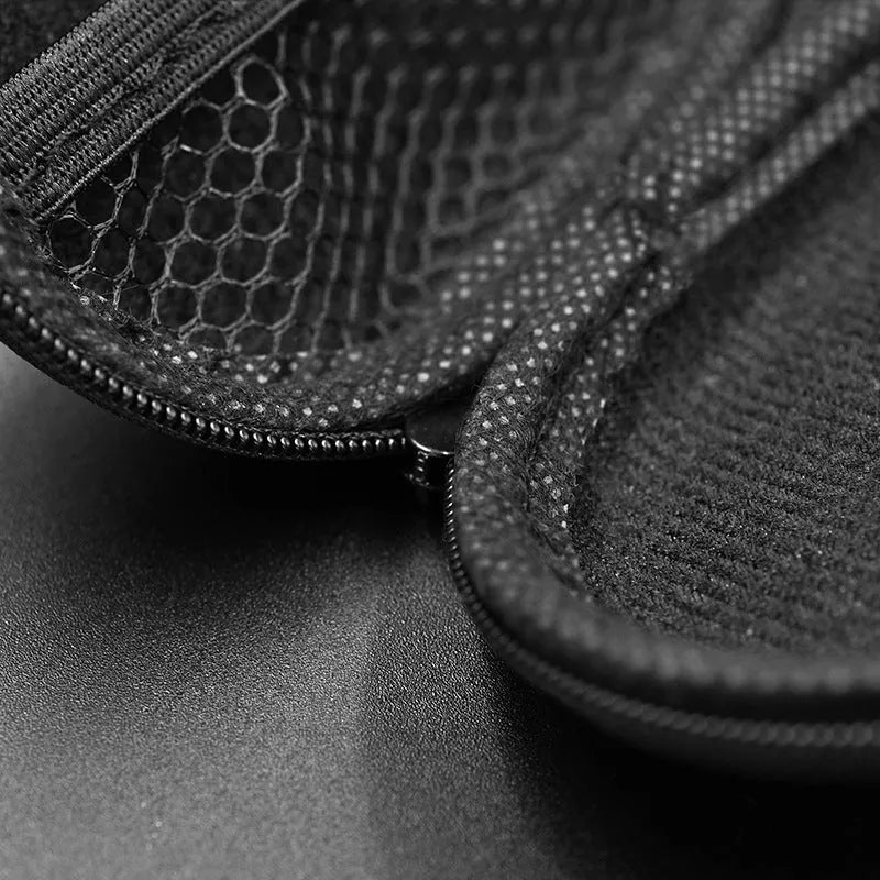 Black oval leather earphone storage bag for EDX PRO and compatible earphones
