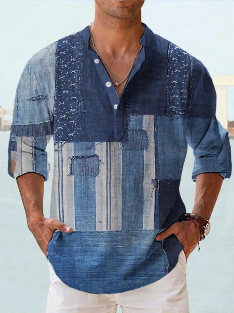 Thin striped Hawaiian long sleeve shirt in multiple colour options sizes S to 6XL