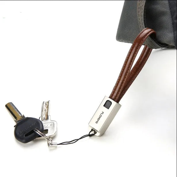 20cm leather USB-C to Lightning charging cable for iPhone in red, black or brown with zinc alloy connectors