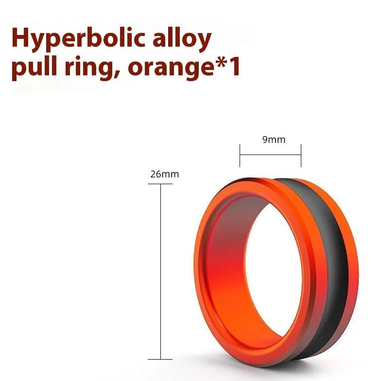 Orange and silver alloy fishing hand guard pull loop tool with a non-slip grip.