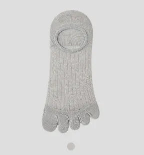 Modal cotton five-finger ultra-thin breathable boat socks in black, shown in a flat lay.
