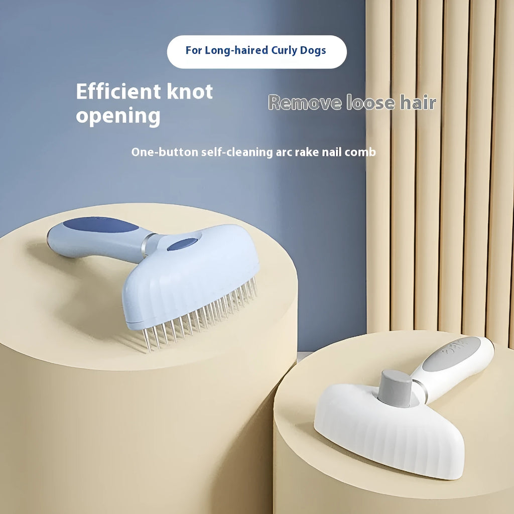 Azure light blue and apple white stainless steel double-row dog grooming comb