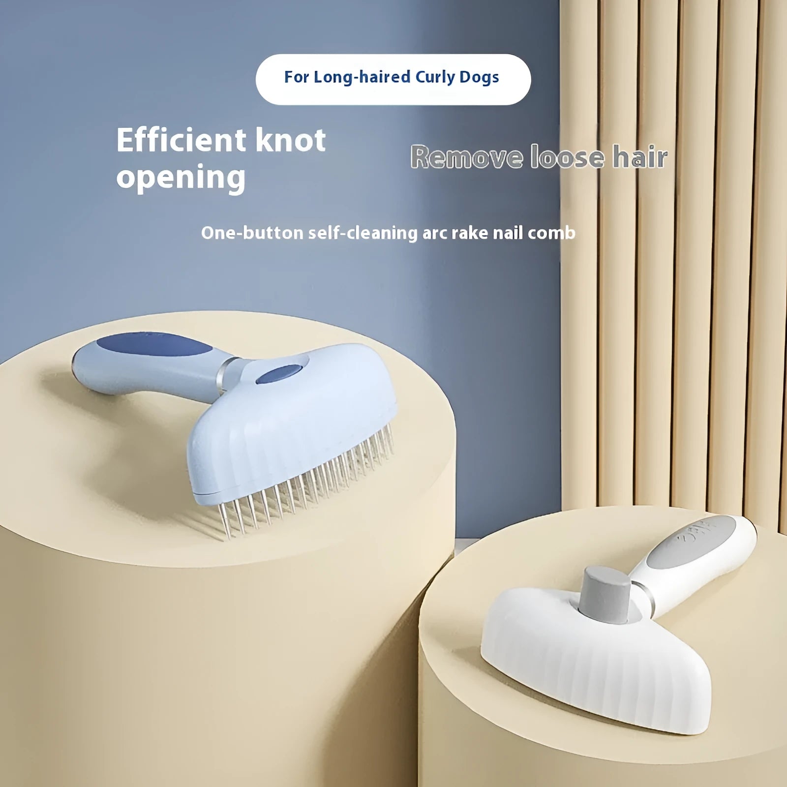 Azure light blue and apple white stainless steel double-row dog grooming comb