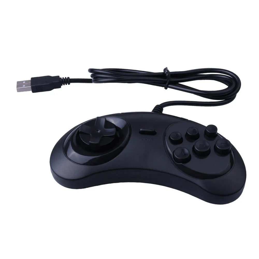 Black Sega USB wired game controller for PC with 1.8-metre cable.