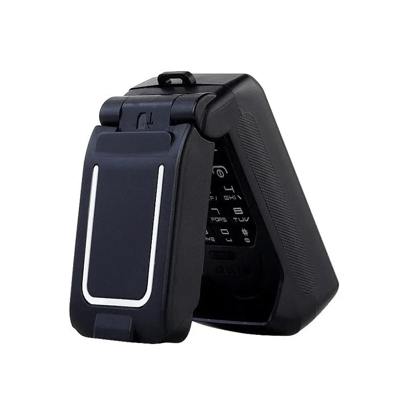 Mini flip mobile phone in a choice of six colours: white, yellow, black, gold, blue, and rose red.
