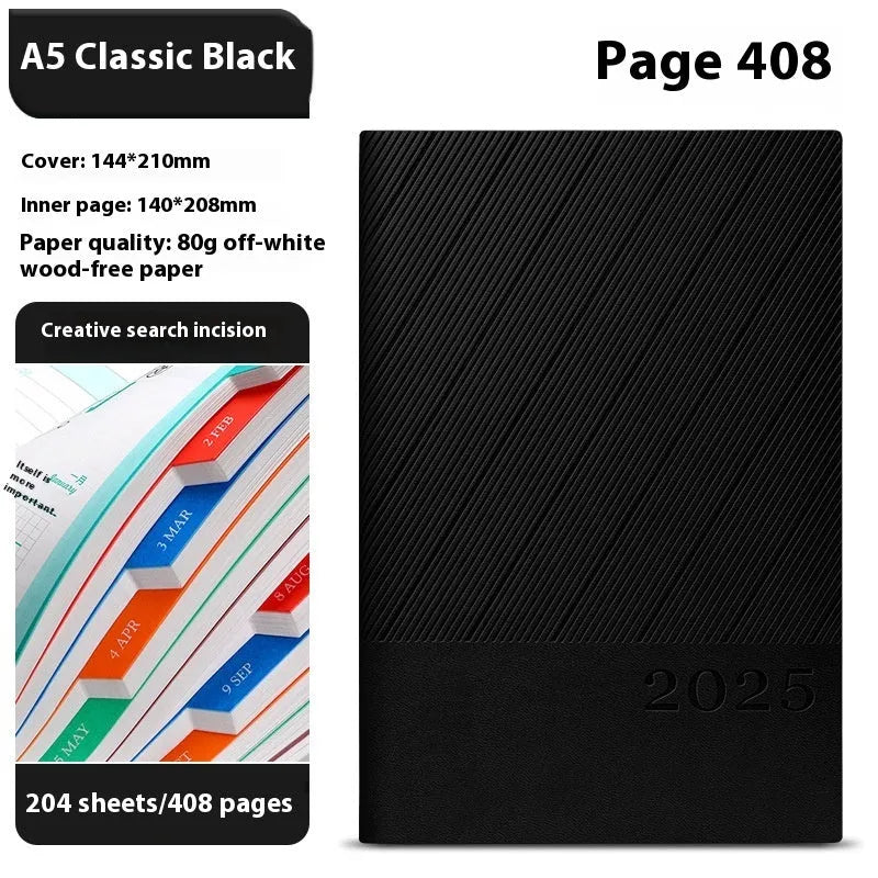 Office thick notepad with striped PU leather cover showing bean green colour option