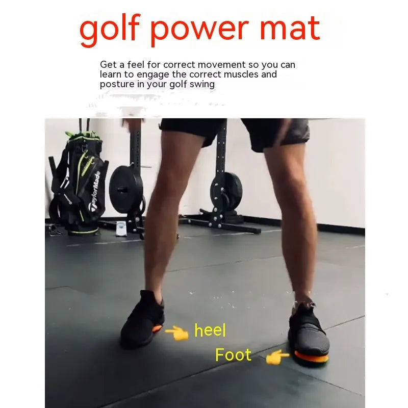 Orange-red golf training mat for centre of gravity practice with natural rubber construction