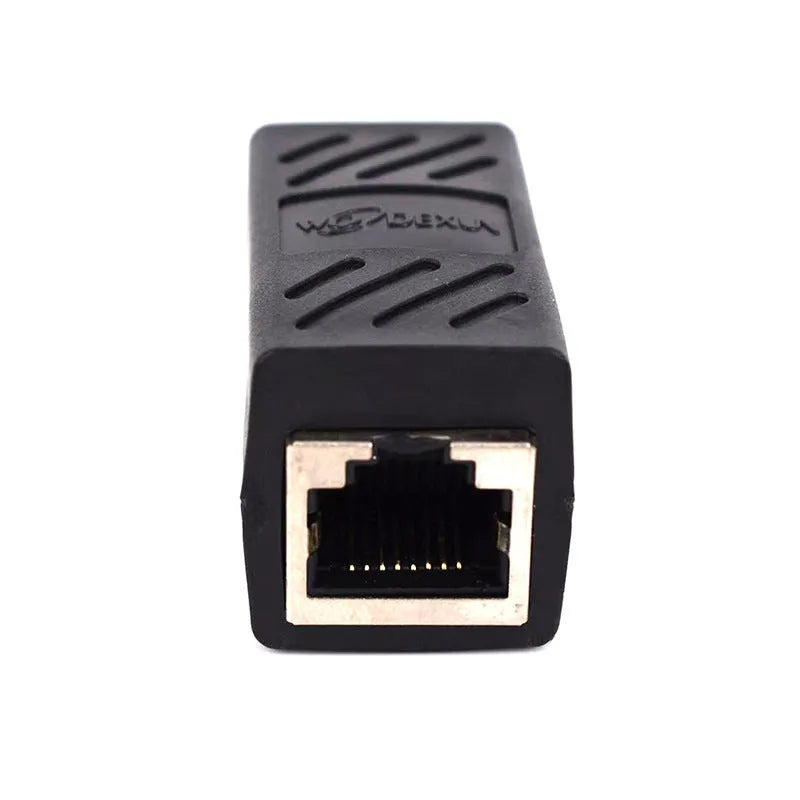 Black RJ45 rotary union network cable extender adapter for ethernet connections