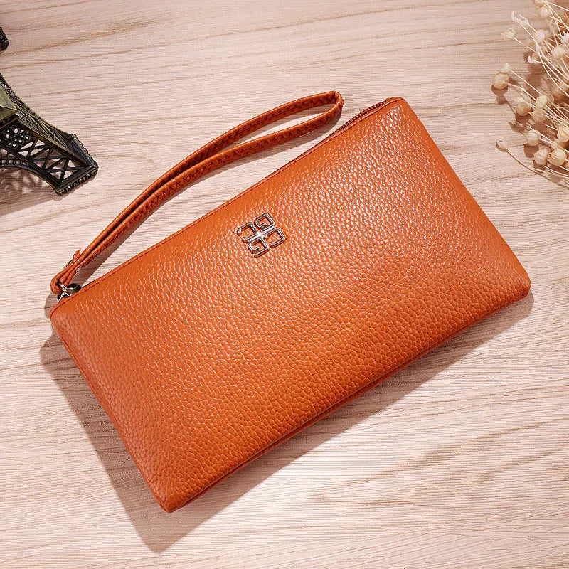 55-inch long PU leather phone wallet handbag with zipper closure in multiple colour options