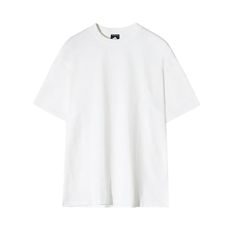 Men's slim fit cotton T-shirt in solid white colour, showing round neck and half sleeve design.