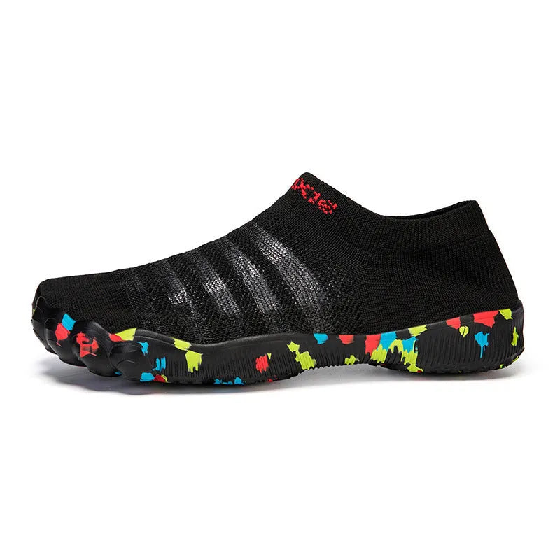 Men's water shoes with Flyknit uppers and rubber soles in camouflage colours