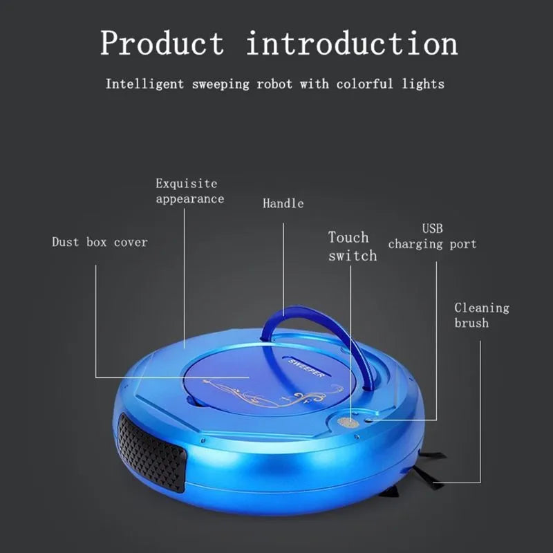 Lazy Smart Vacuum Cleaner Robot in black colour cleaning marble floor with 1800Pa suction