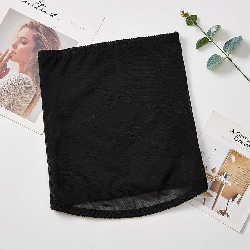 Mesh belly band body sculpting strap for postpartum waist trimming in black or skin colour