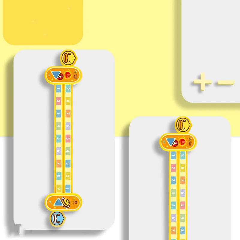 Yellow plastic digital decomposition ruler for children's maths learning, 24.5 cm long.