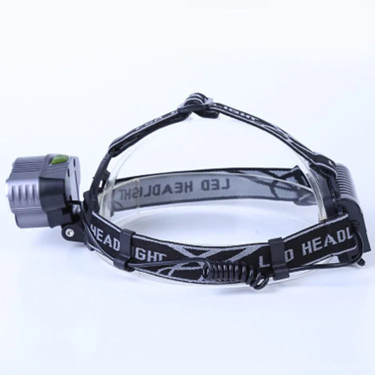 Black outdoor camping head-mounted torch with LED light for 300-500 metre range