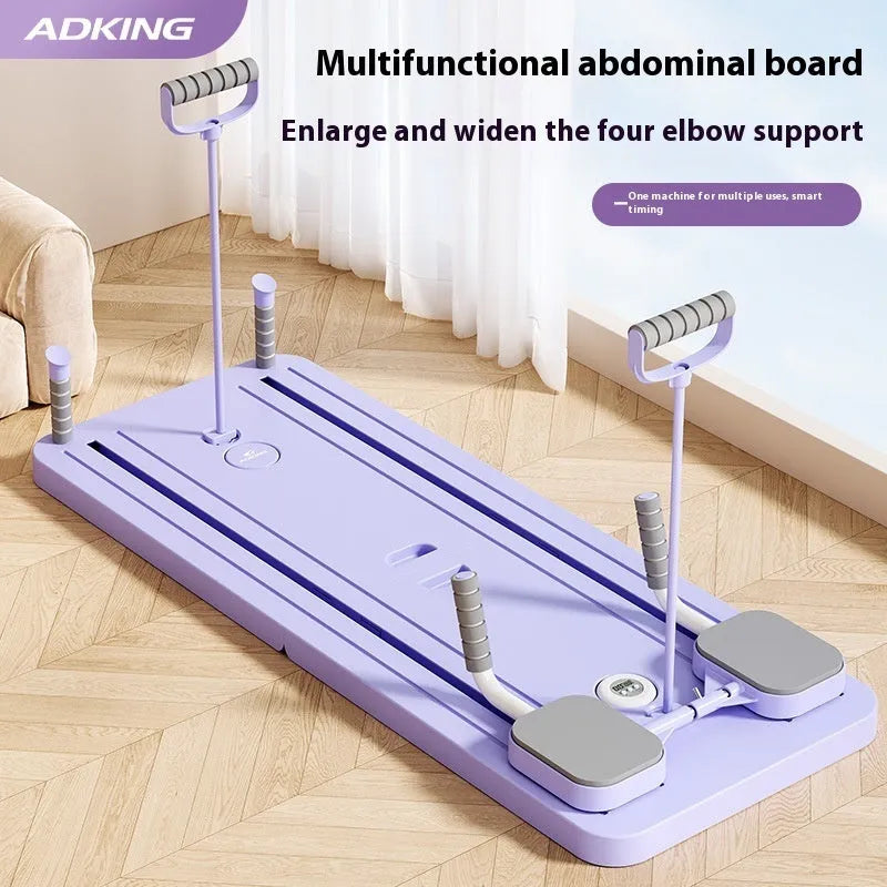 Standard purple fitness board with automatic rebound abdominal wheel for multi-exercise home training