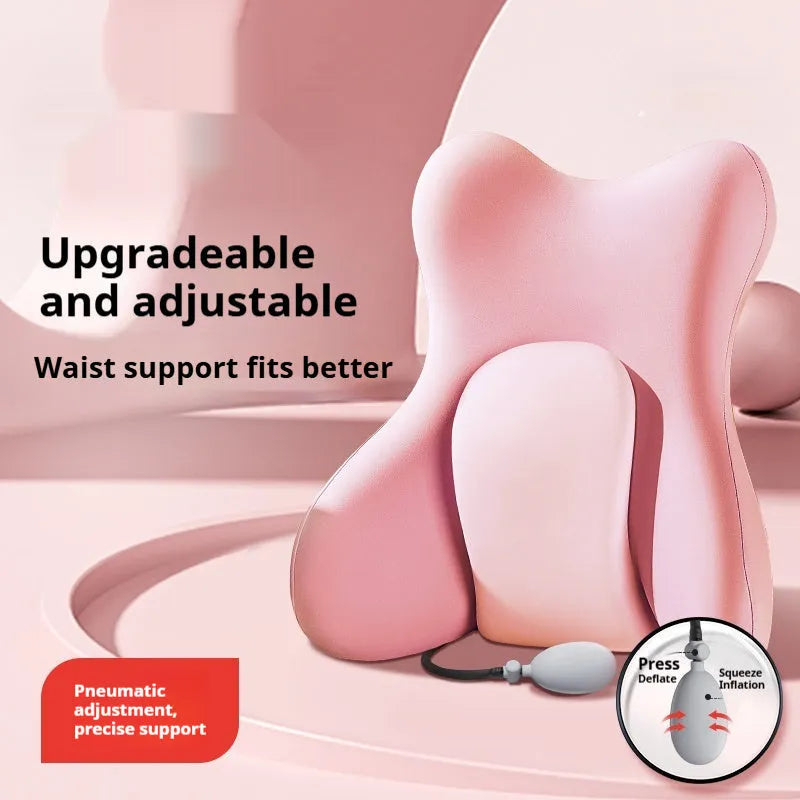 Brown ergonomic backrest waist pad with memory foam and removable washable cover.