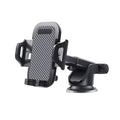 Black car phone holder made of ABS and EVA for mounting 4 to 7 inch smartphones.