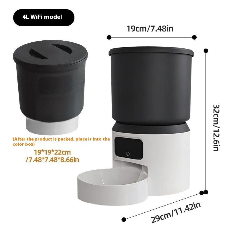 4 litre smart pet feeder with wifi remote control and optional rotating camera
