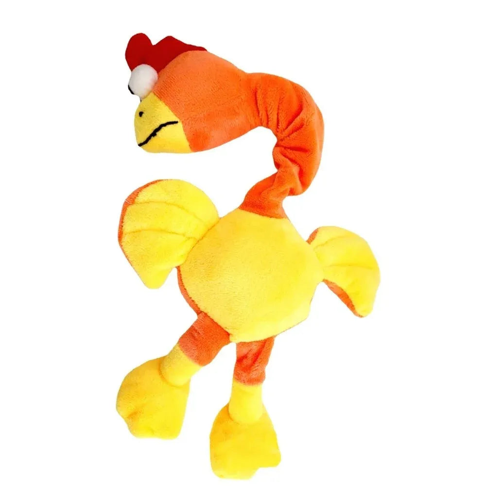 Screaming chicken squeaky dog toy in orange with bite-resistant construction