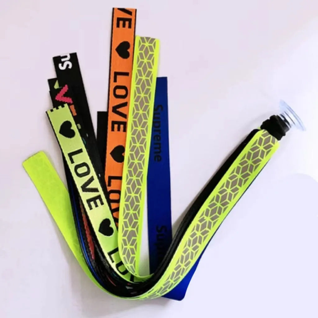 Children's decorative helmet streamer ribbon in multiple colours for roller skating and skiing safety gear.