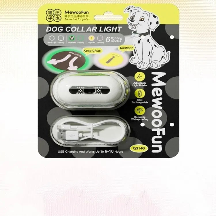 Pet luminous collar accessory in four colour options attached to dog collar
