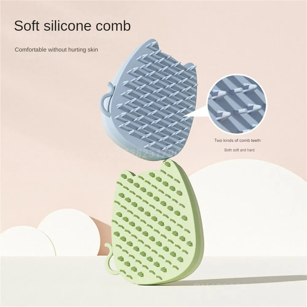 Brown blue green sponge silicone pet grooming comb for cats and dogs with dual teeth design
