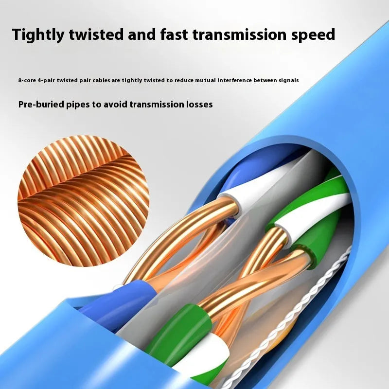 Blue Super Six Gigabit Ethernet cable spool with oxygen-free copper cores for network installations