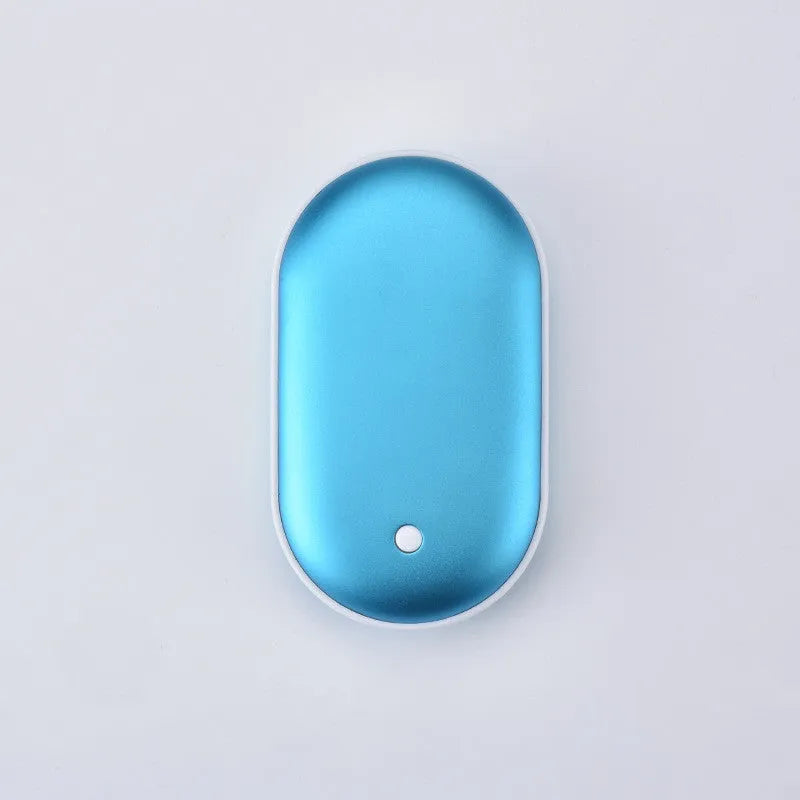 Rechargeable mini hand warmer and power bank in rose gold, local gold, or digital display colours