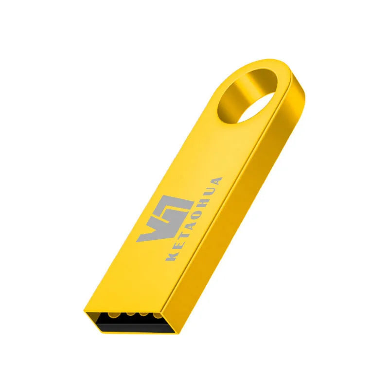 Silver metal car-shaped USB flash drive on a white background, showing USB connector.