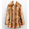 Women's tiger pattern faux fur leather jacket in street fashion style with long sleeves
