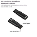 USB-C to 4.3V charging adapter for electric shavers in black or grey aluminium housing