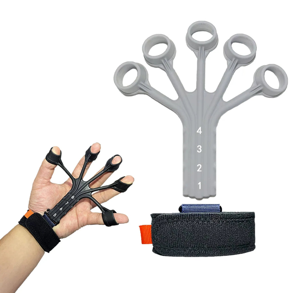 Silicone finger flexion extension trainer with adjustable belt for adult rehabilitation