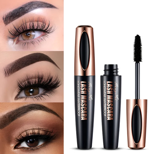 Black waterproof curling mascara with sweat-proof smudge-resistant formula in packaging