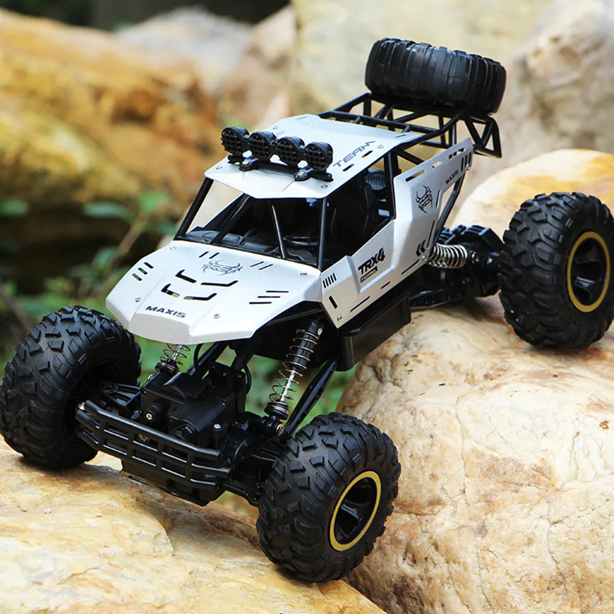 Large black 4WD off-road remote control climbing car with 2.4G wireless controller