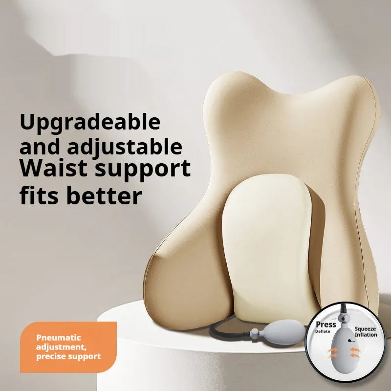 Brown ergonomic backrest waist pad with memory foam and removable washable cover.