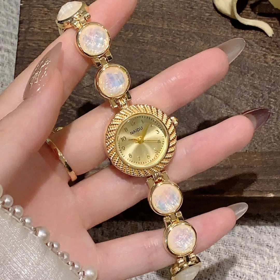 Women's quartz watch with round 25mm dial in one of six colour options.