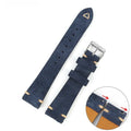 Brown suede genuine leather watch strap with ethnic style design, shown in 20mm width