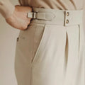 Men's slim fit straight leg business trousers in polyester blend fabric